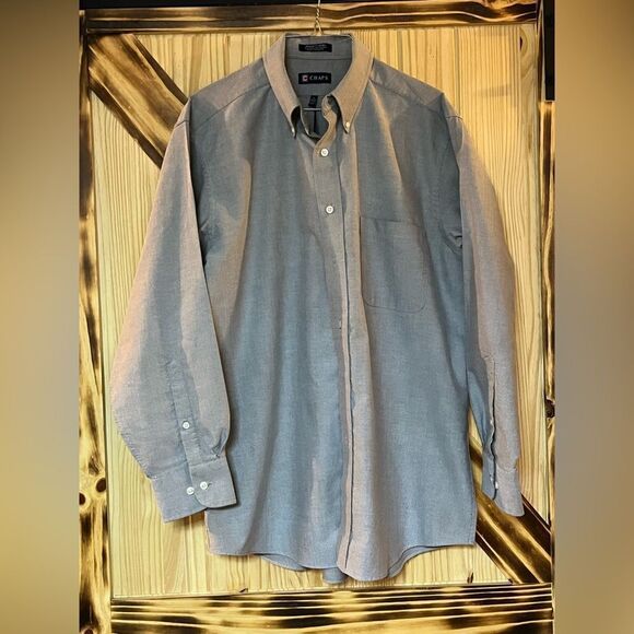 Chaps Oxford Buttondown Gray L - Picture 2 of 4
